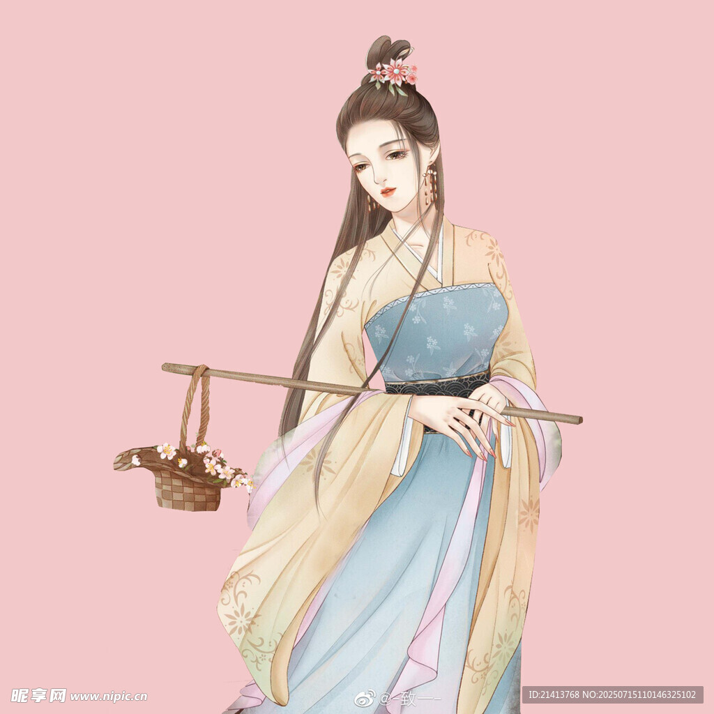 古风持秤女子优雅形象