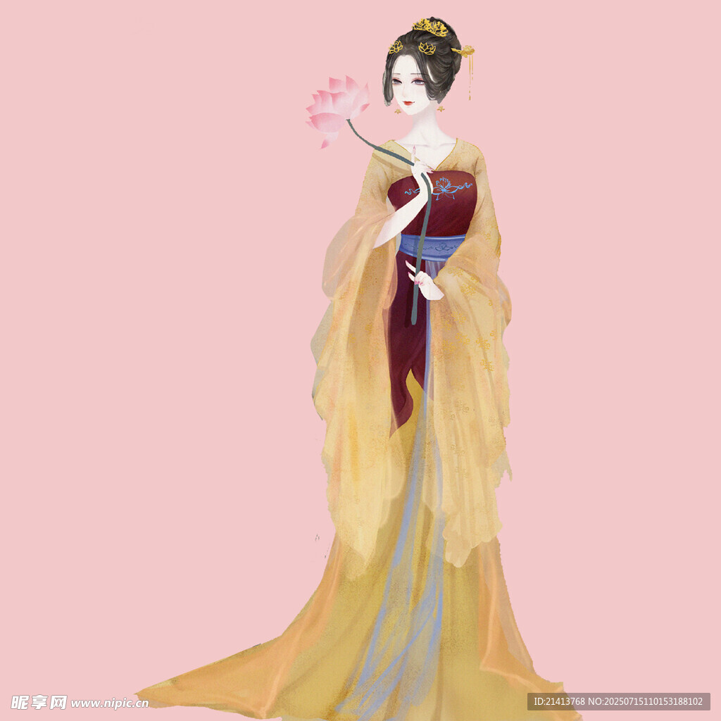 古风汉服女子手持花朵