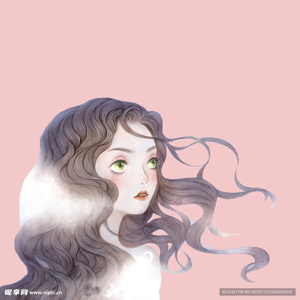 飘逸卷发的梦幻少女