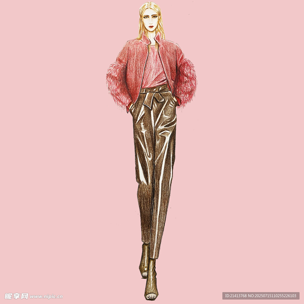 时尚模特展示个性服饰搭配