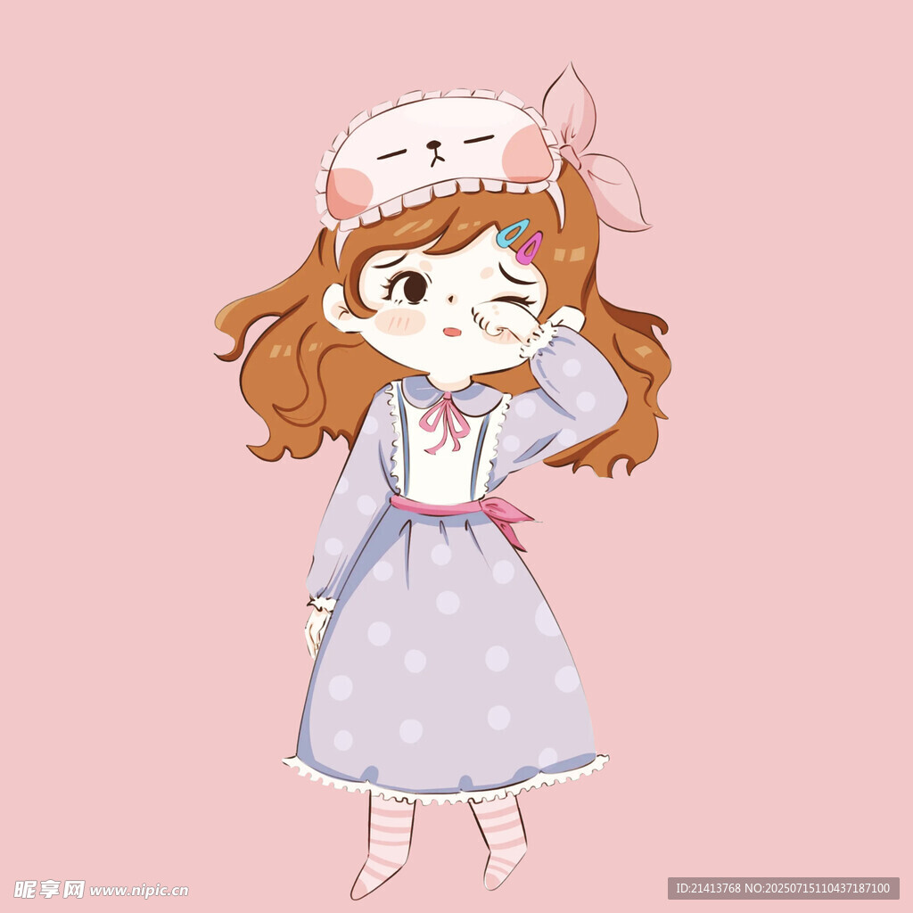 可爱波点裙女孩卡通形象