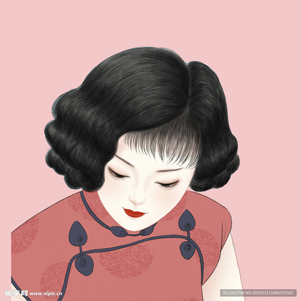 复古旗袍女子优雅形象