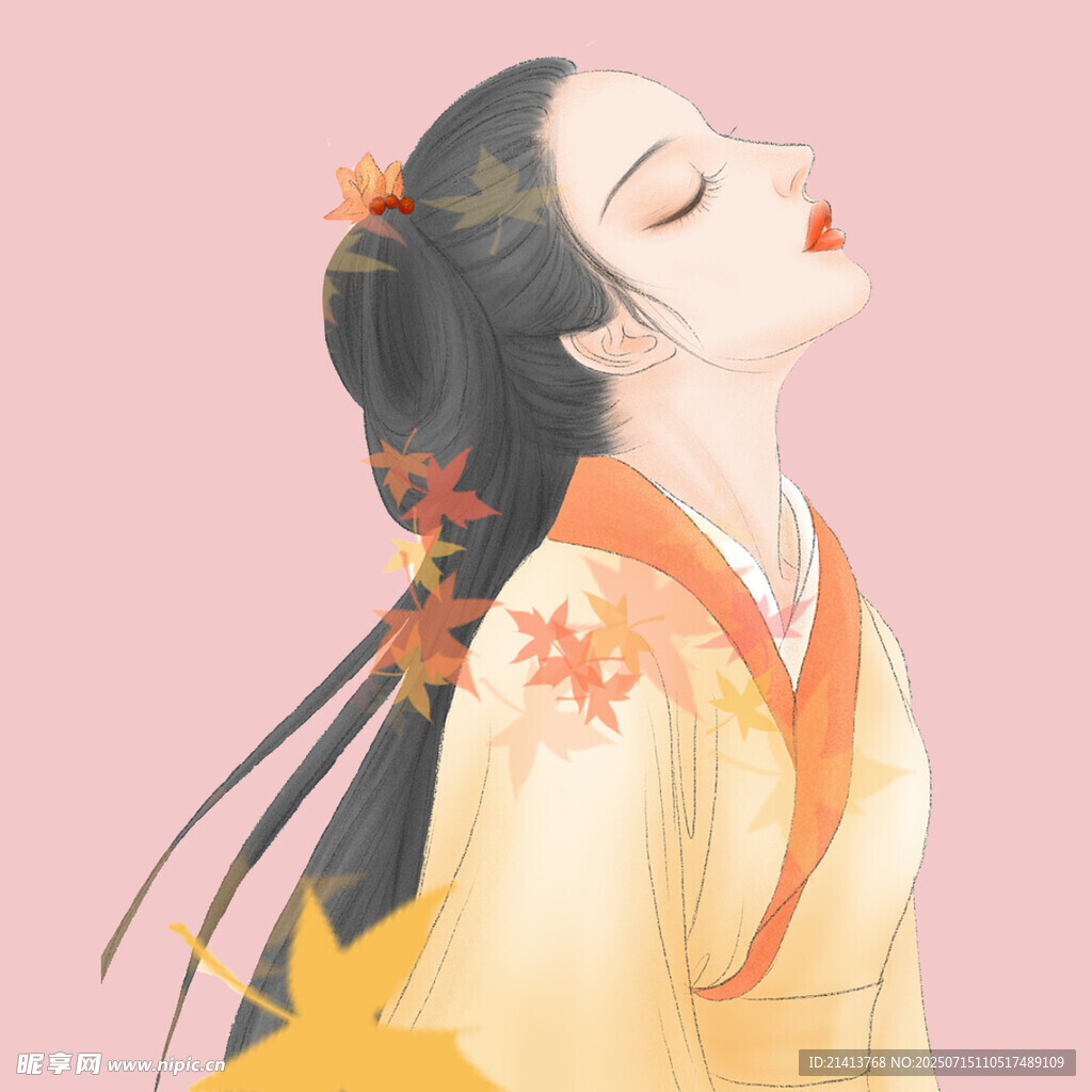 古风女子闭眼展优雅气质