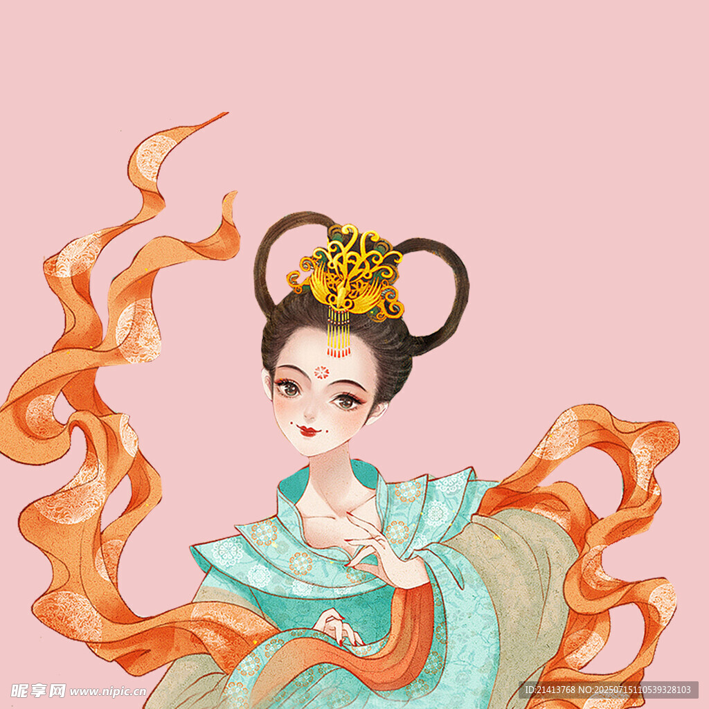 古风仙女怀抱白兔翩翩起舞