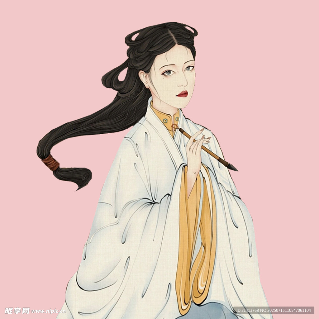 古风汉服女子优雅侧立