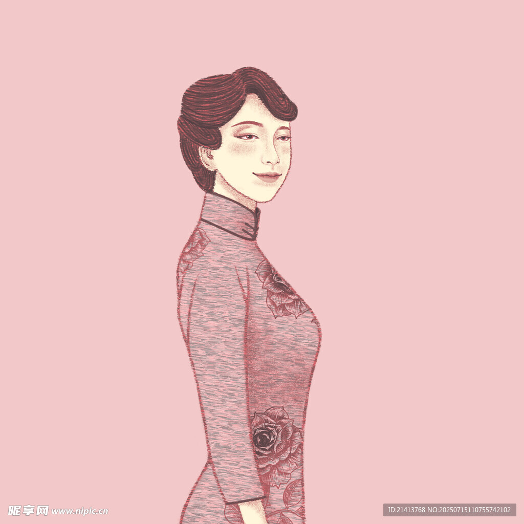 身着旗袍的优雅女性