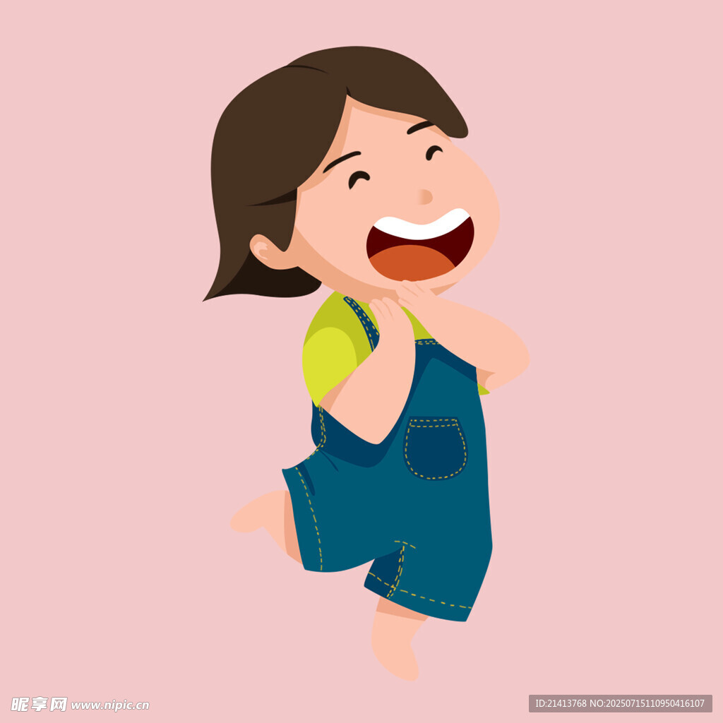 快乐跳跃的小女孩
