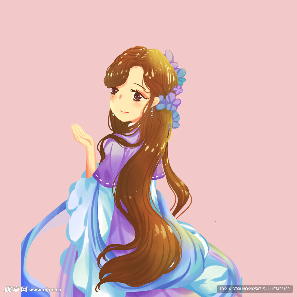 梦幻长发紫衣动漫少女