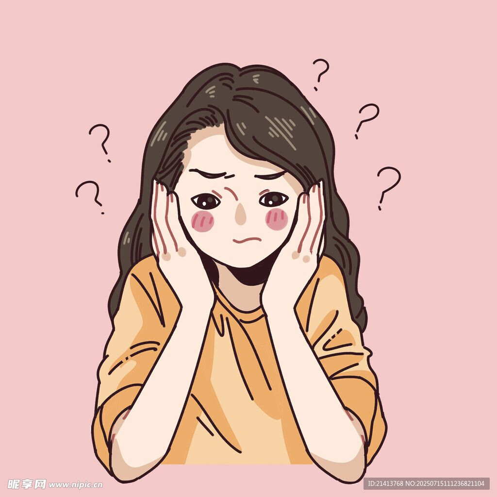 女孩面露困惑显纠结