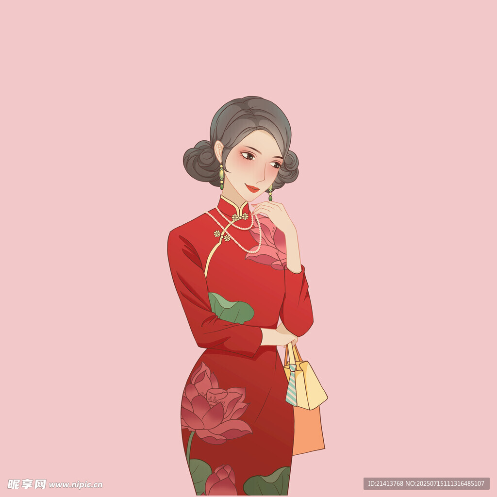 古典旗袍女子优雅姿态