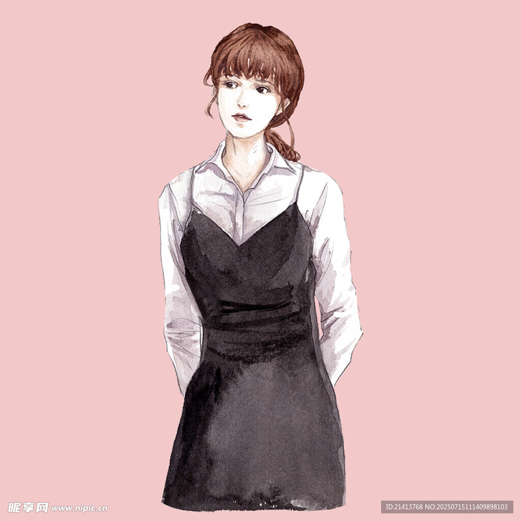 穿围裙的时尚女性形象