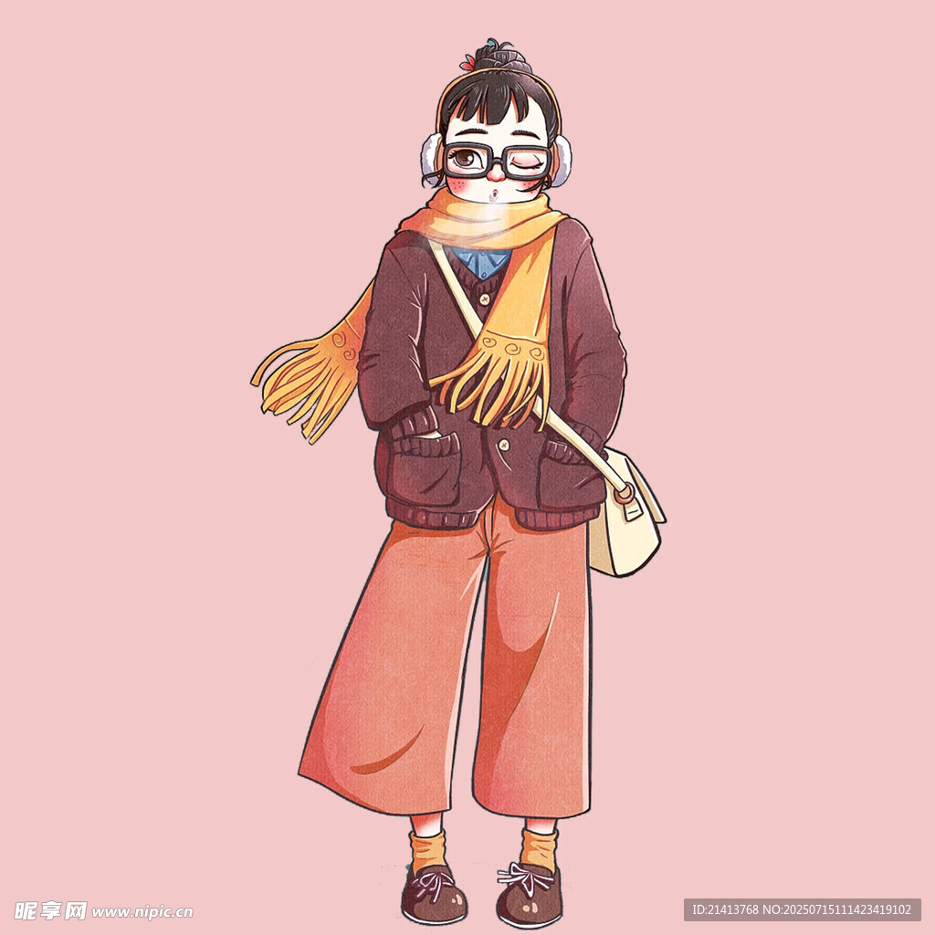 时尚穿搭的卡通女孩形象