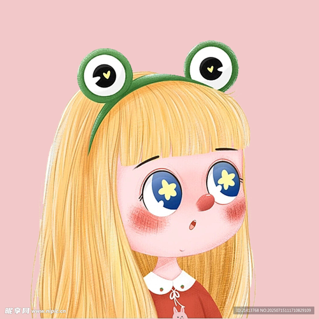 戴青蛙发箍的可爱金发女孩