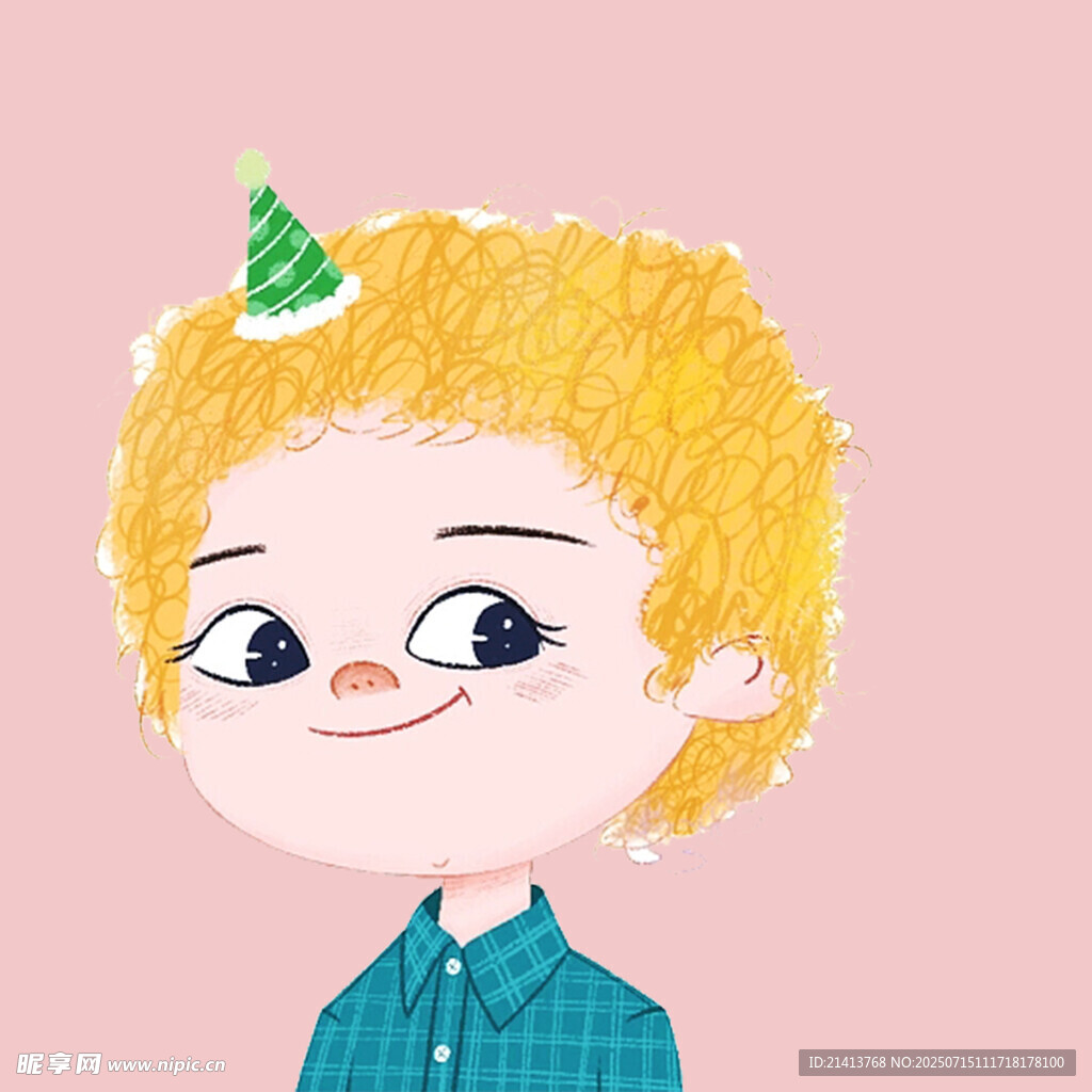 戴绿帽的俏皮金发小男孩