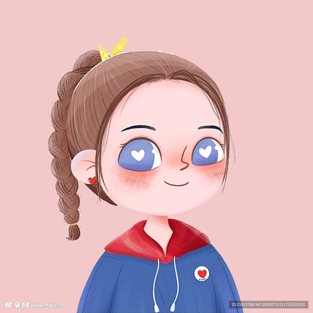 扎辫蓝衣萌女孩