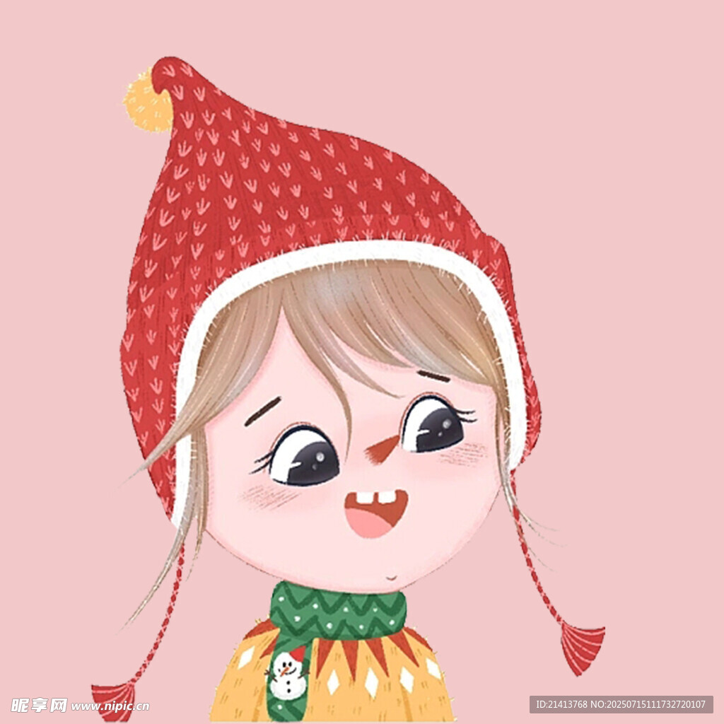 戴帽萌娃的可爱形象