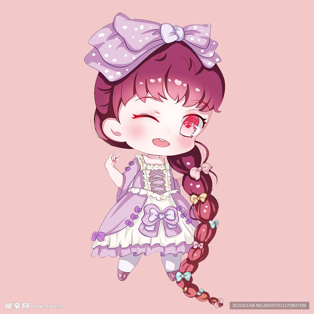 紫色系可爱双马尾萌女孩
