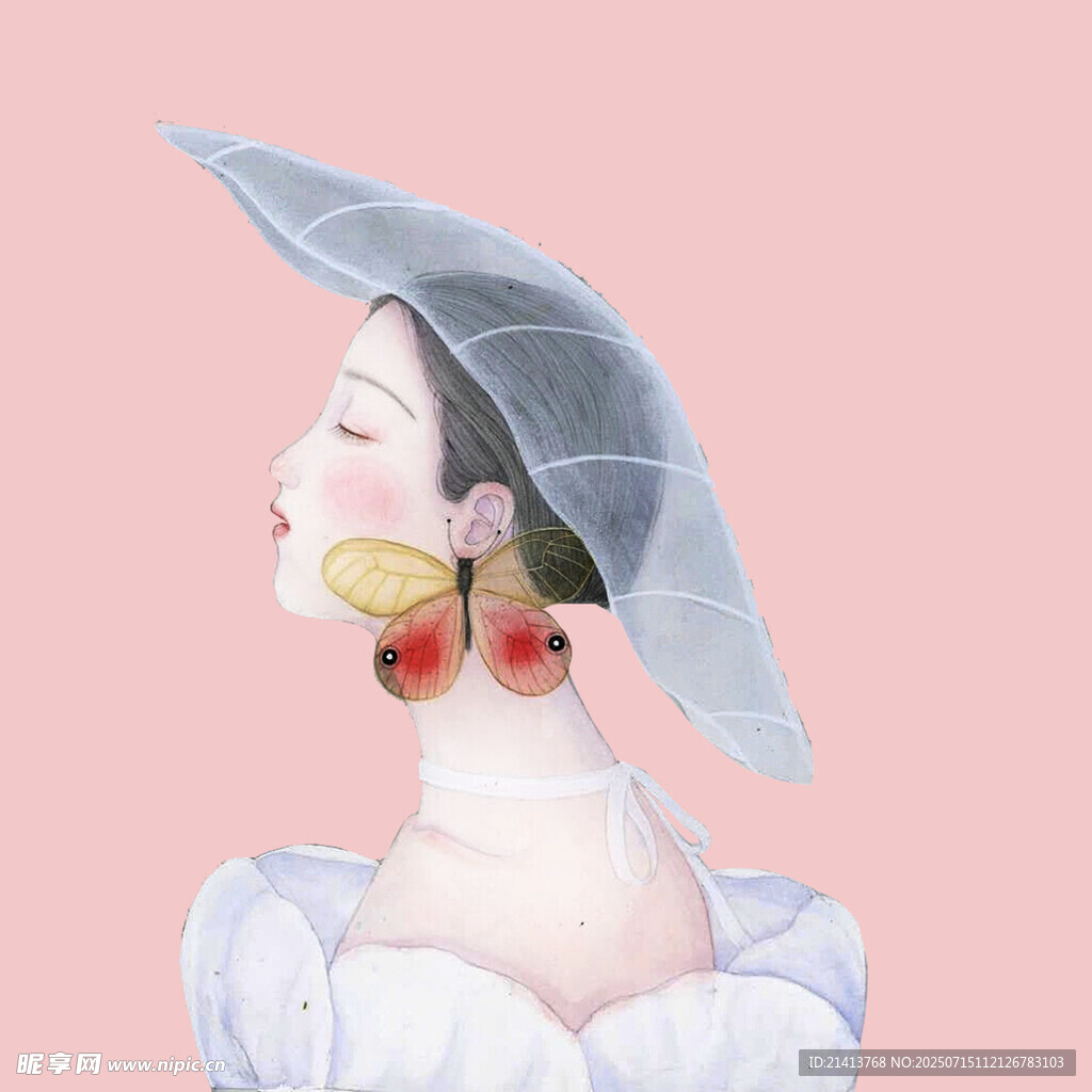 复古风格戴帽女子侧颜