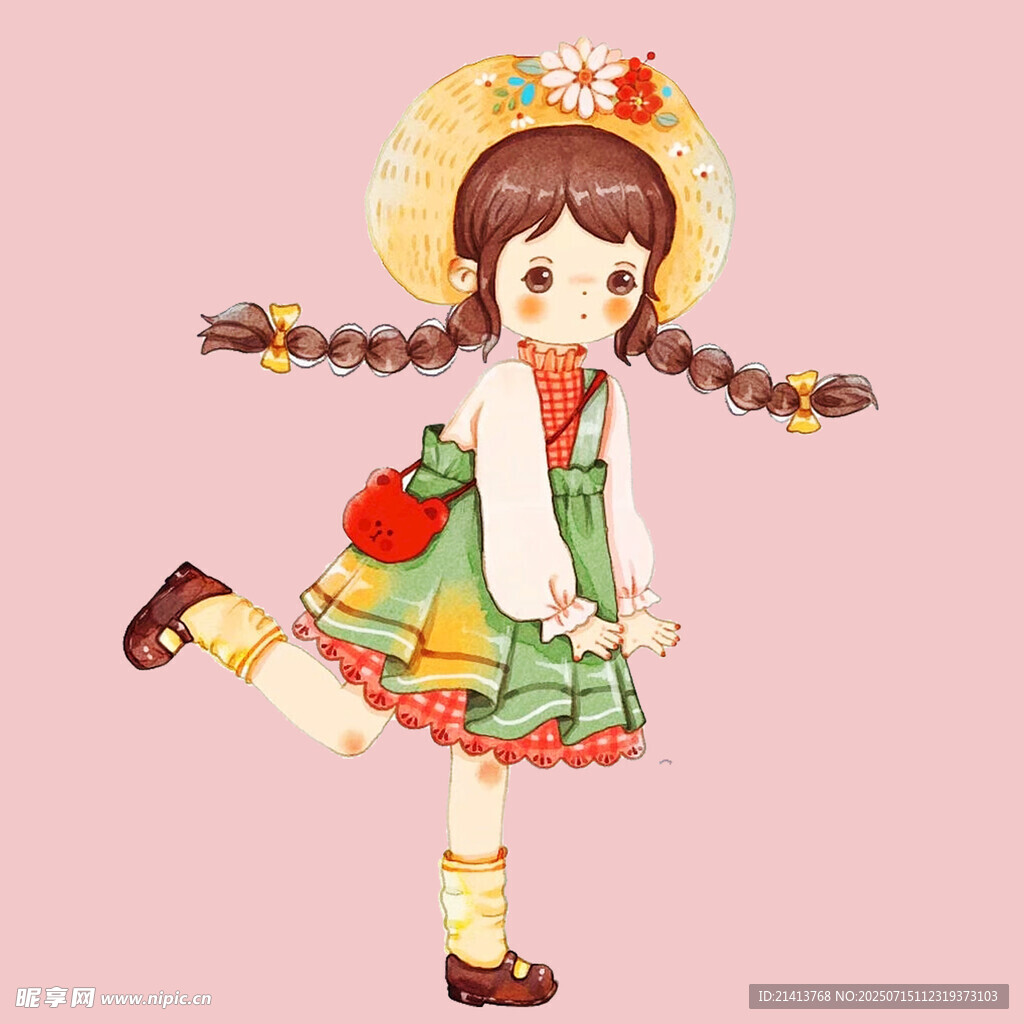 可爱双马尾女孩俏皮装扮
