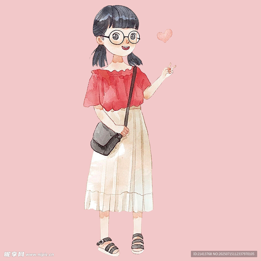可爱女孩手持爱心俏皮模样