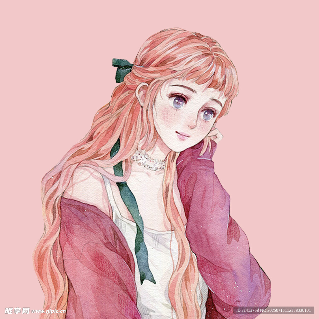粉色长发的温柔少女