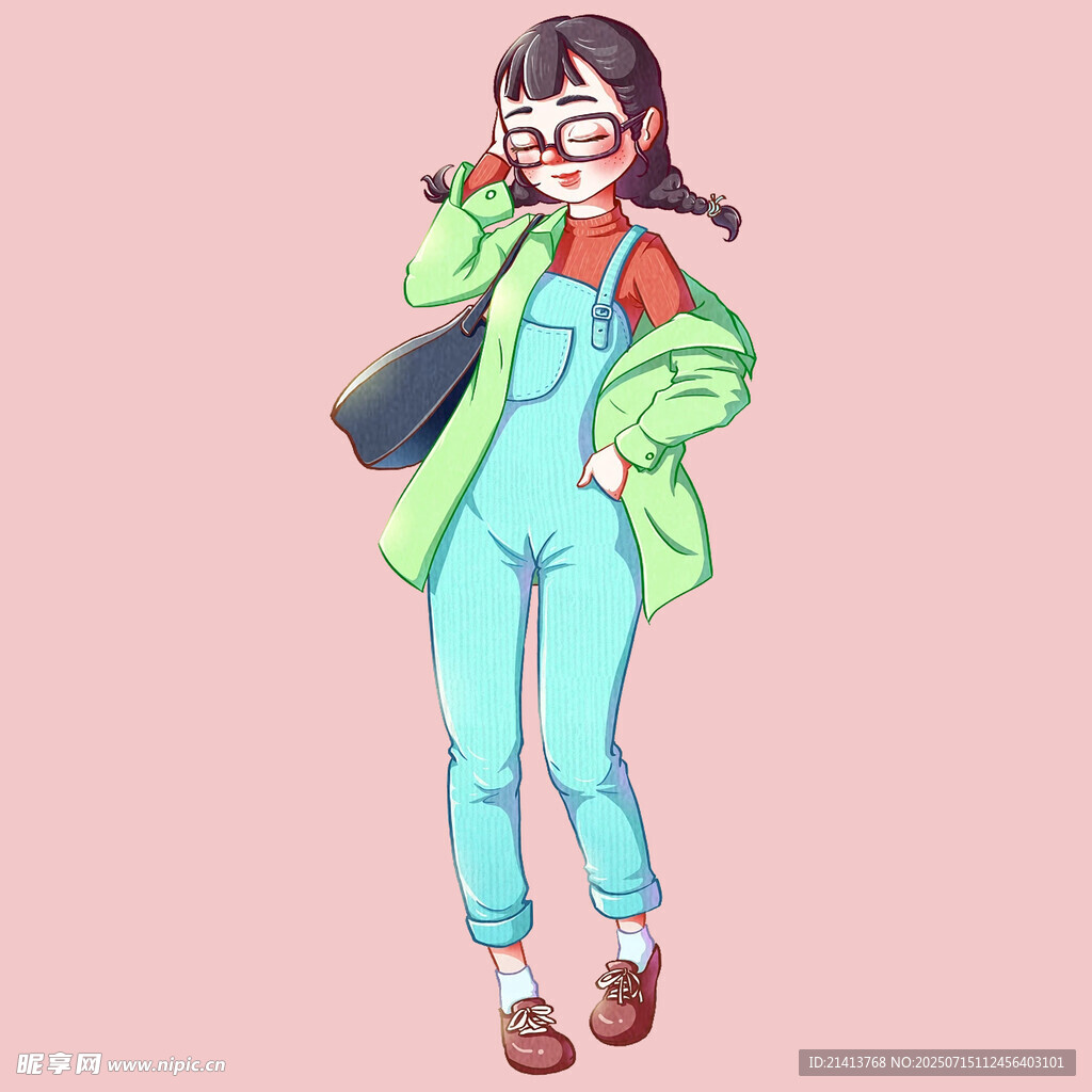 时尚少女穿搭插画