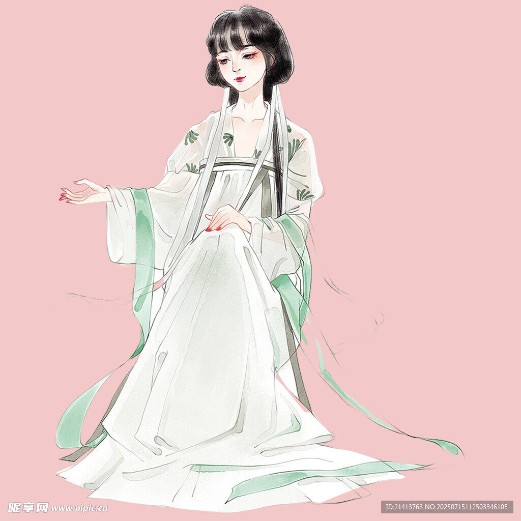 古风汉服女子优雅姿态