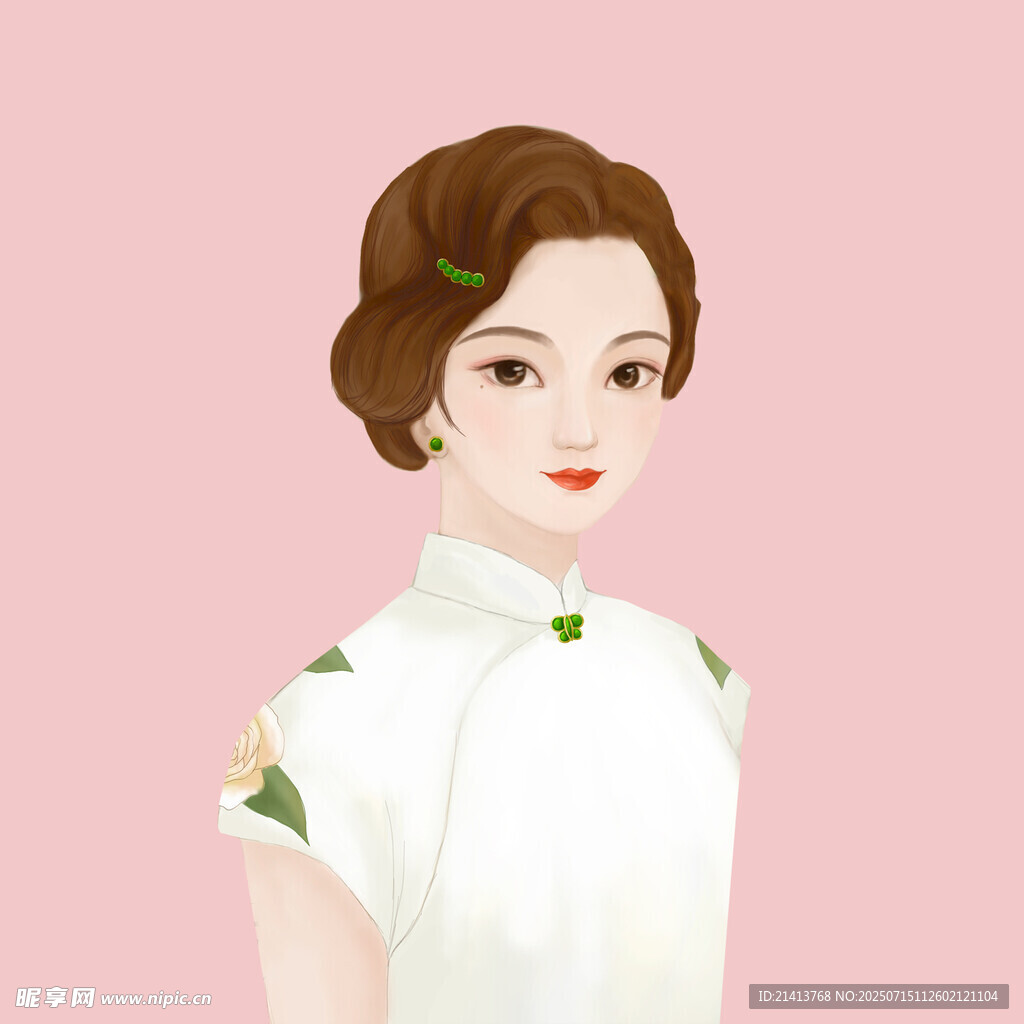 复古旗袍女子优雅形象