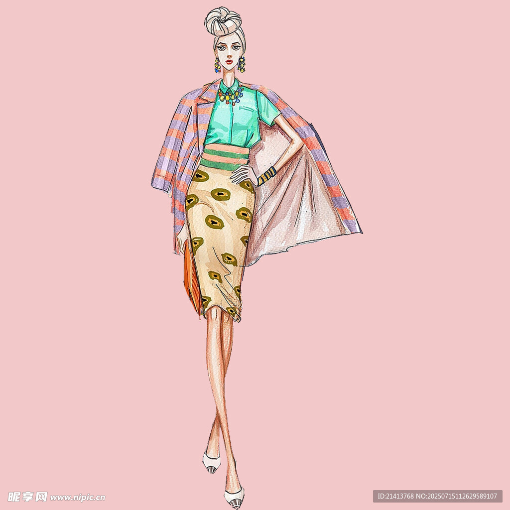 时尚女性服装设计效果图