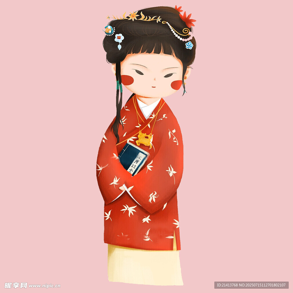 古风红衣少女玩偶