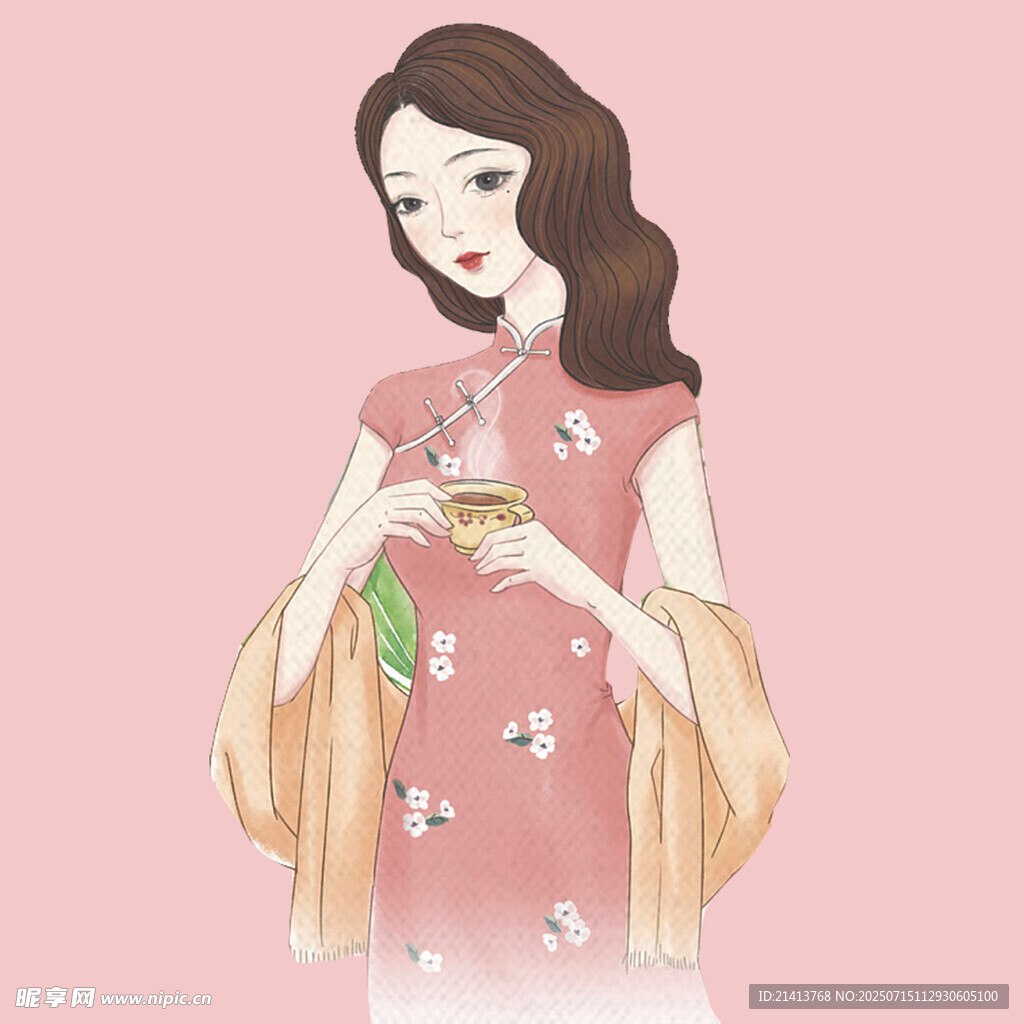 身着旗袍的优雅女子