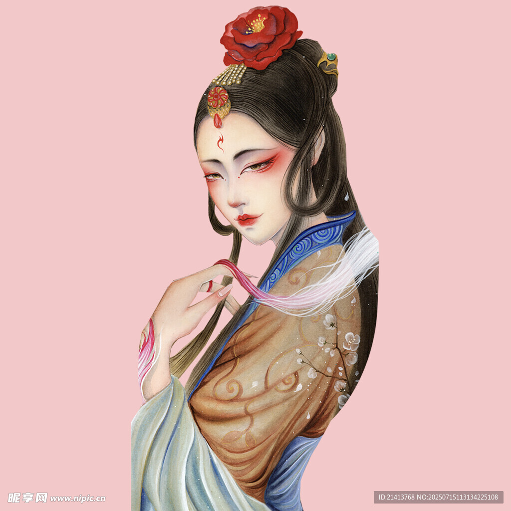 古风美人  眉间朱砂添韵味