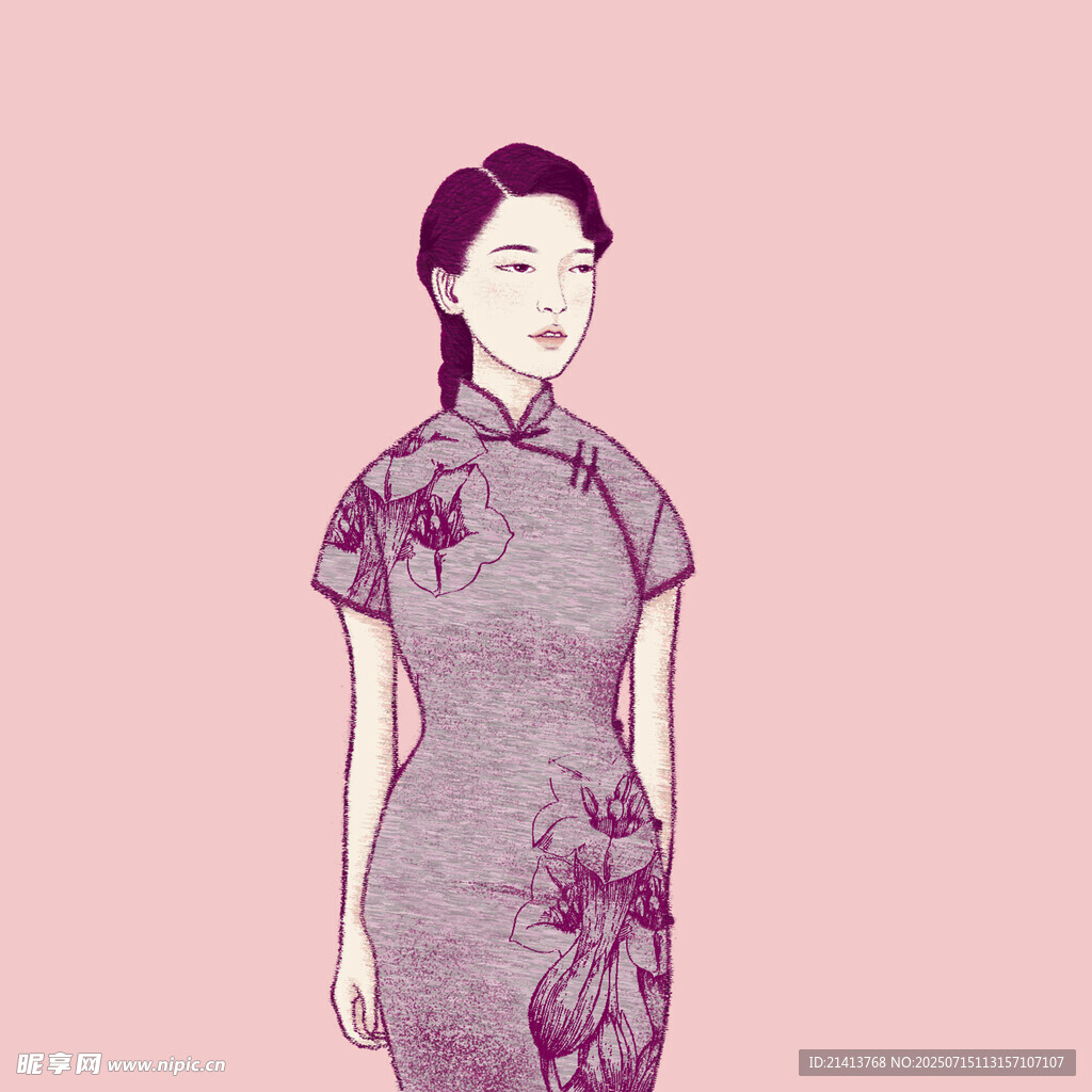 身着旗袍的优雅东方女子
