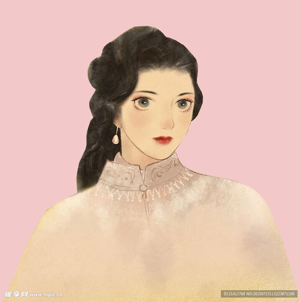 复古旗袍女子优雅肖像