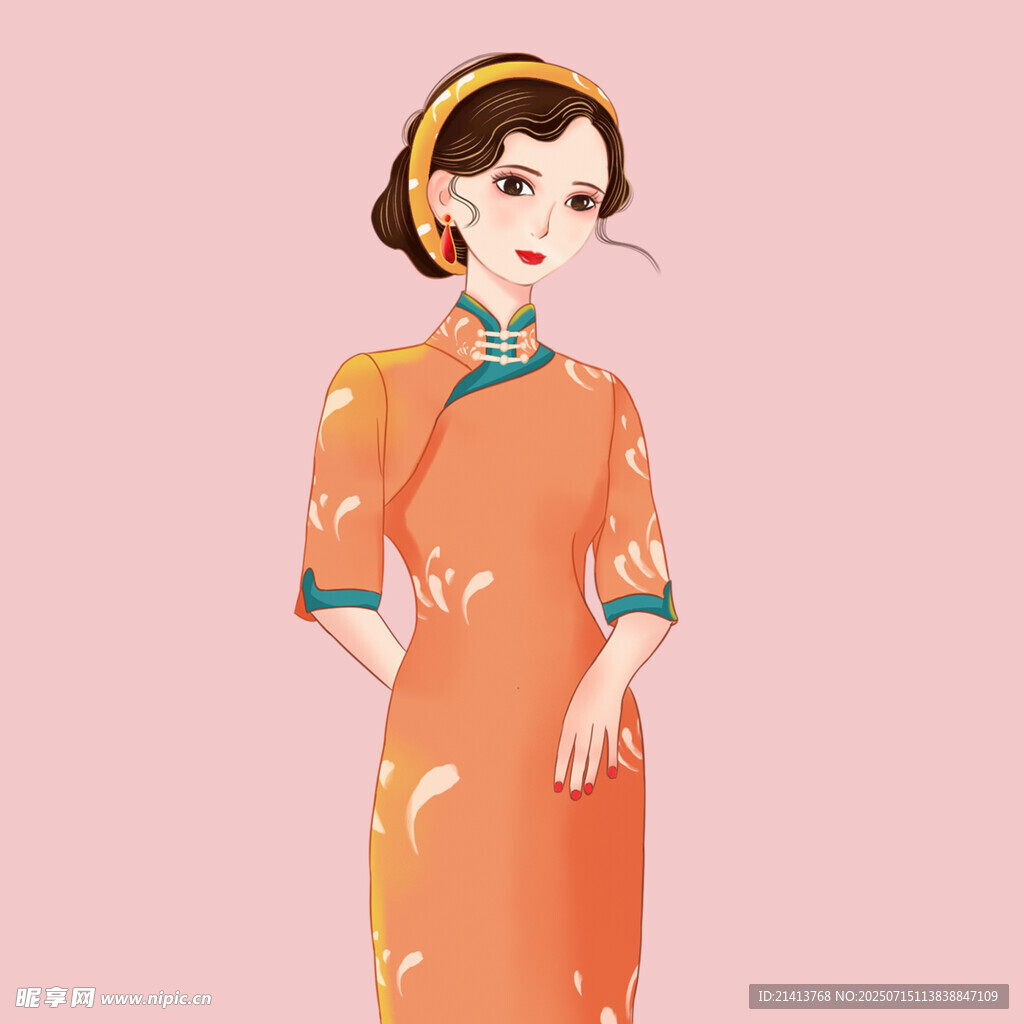 复古旗袍女子优雅形象
