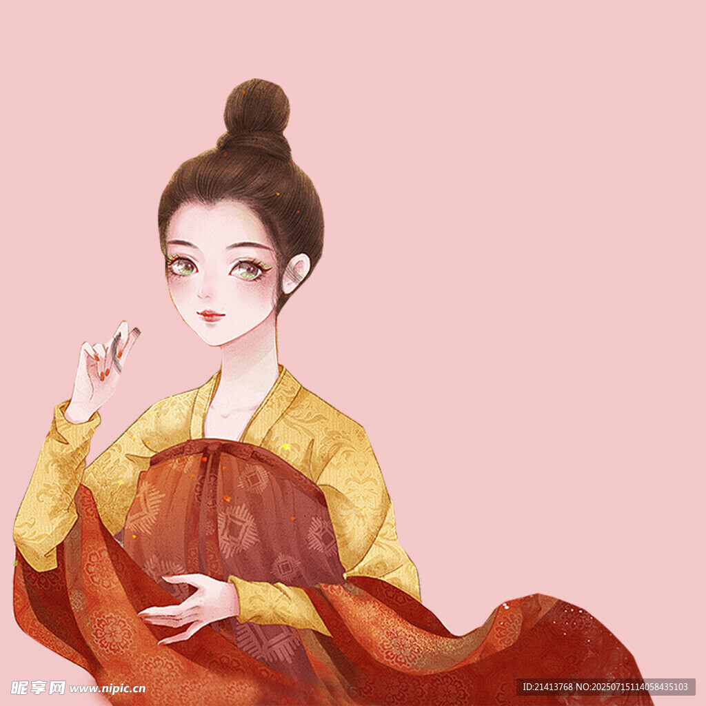 古风女子持扇优雅而立
