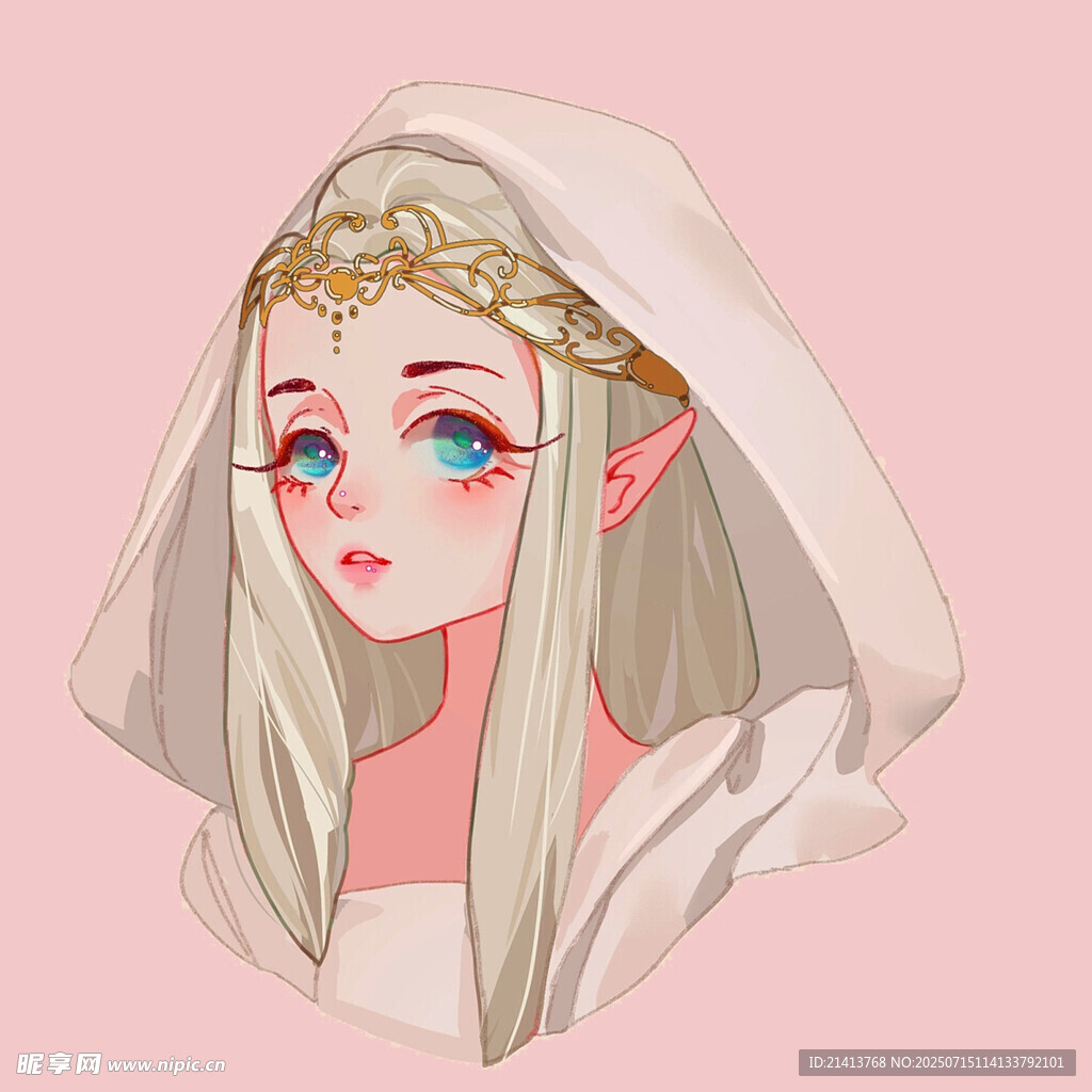 戴兜帽的梦幻风白发少女