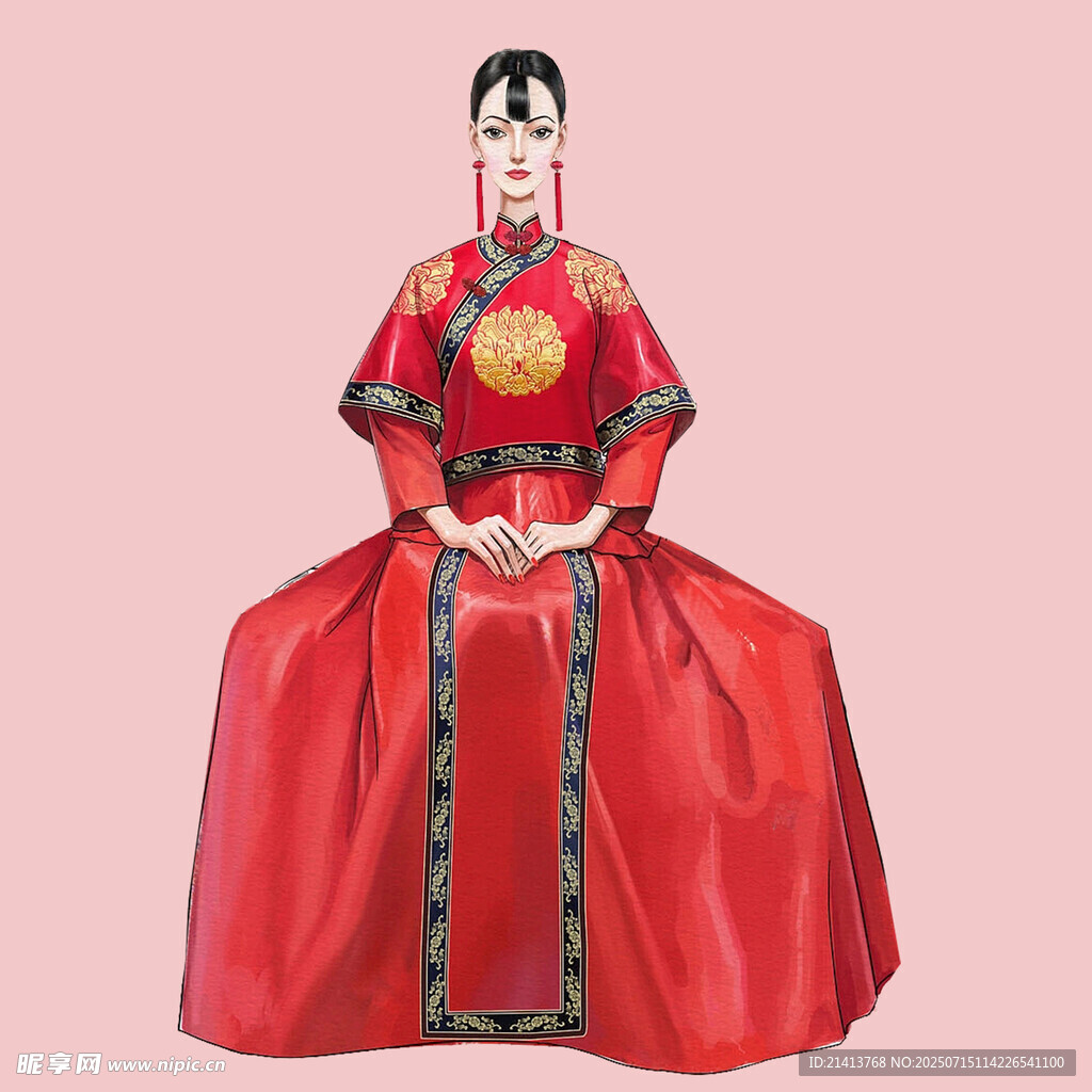 传统中式新娘嫁衣展示