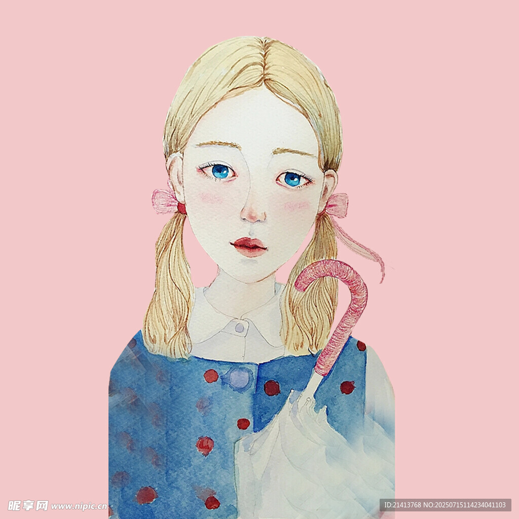 手持糖果的金发梦幻女孩