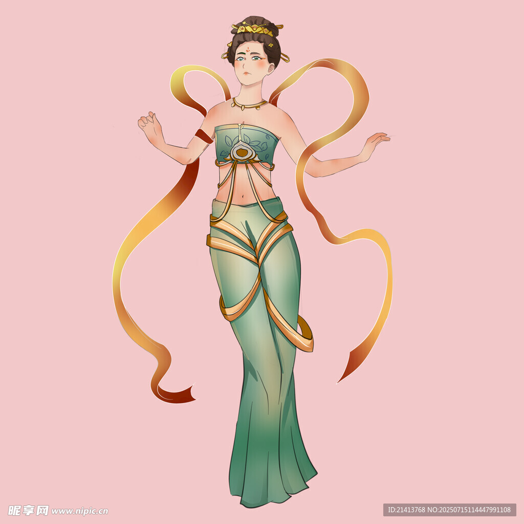 敦煌飞天神女形象插画