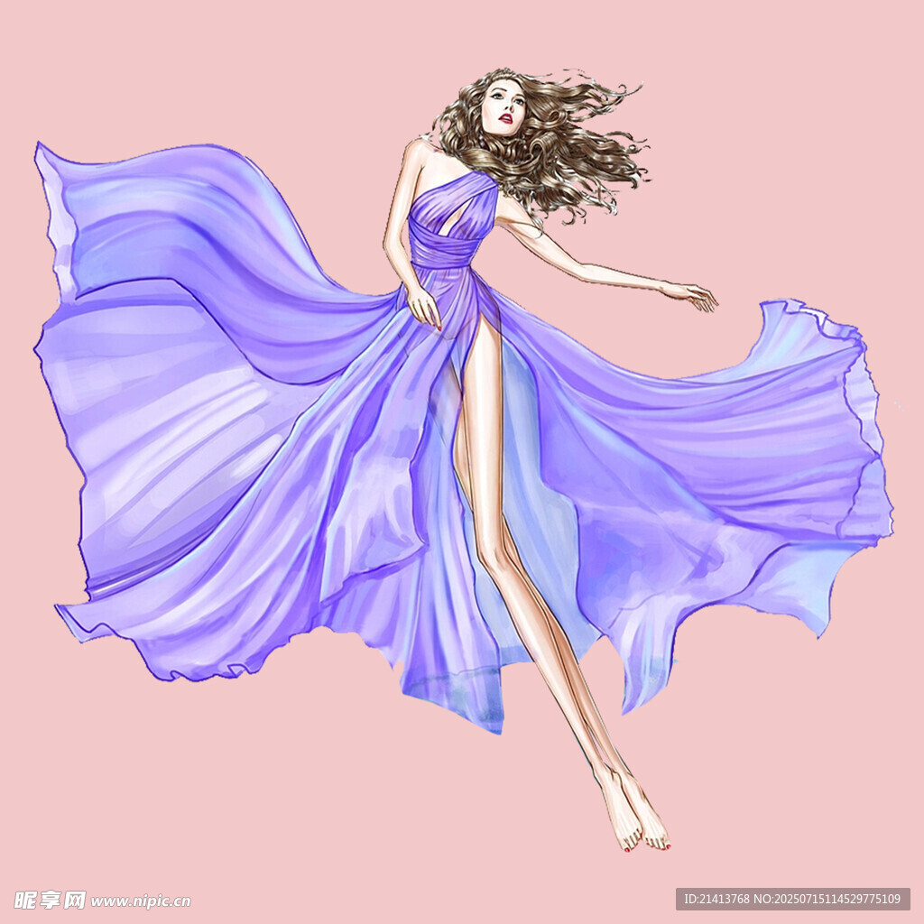飘逸紫裙女子优雅起舞