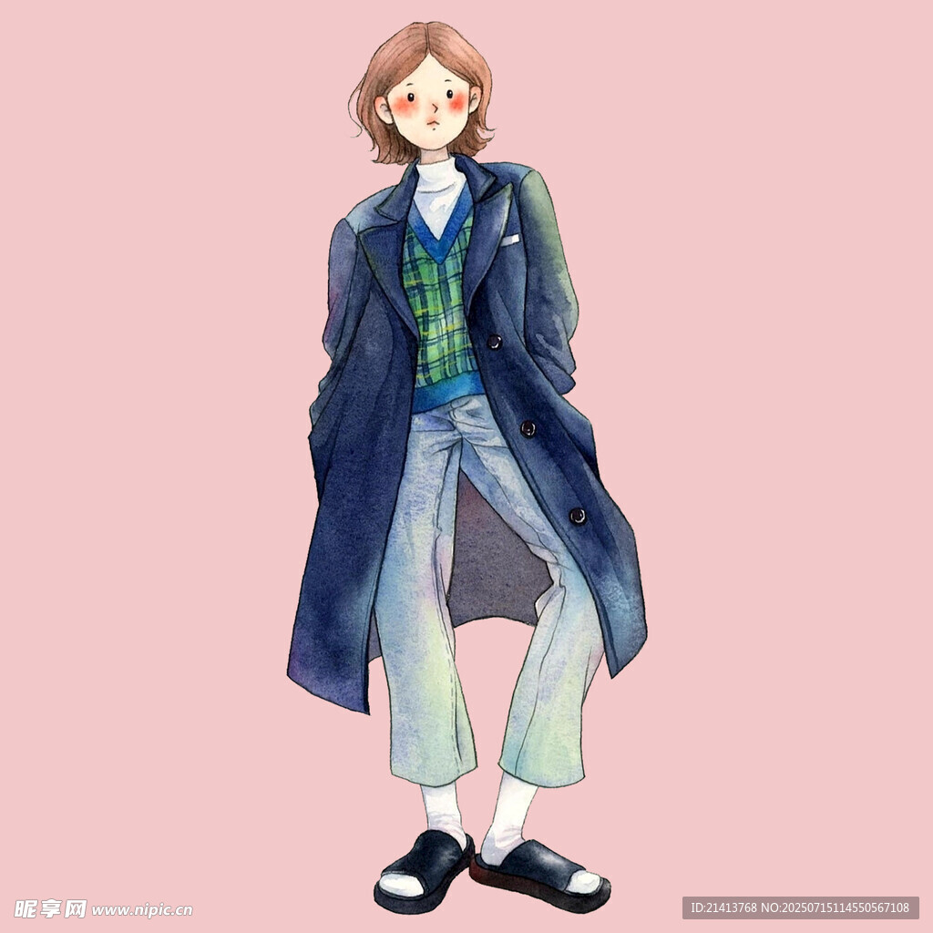 时尚穿搭少女插画形象
