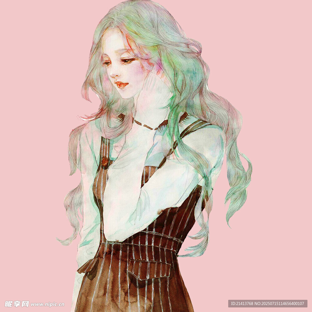 梦幻绿发少女复古风形象