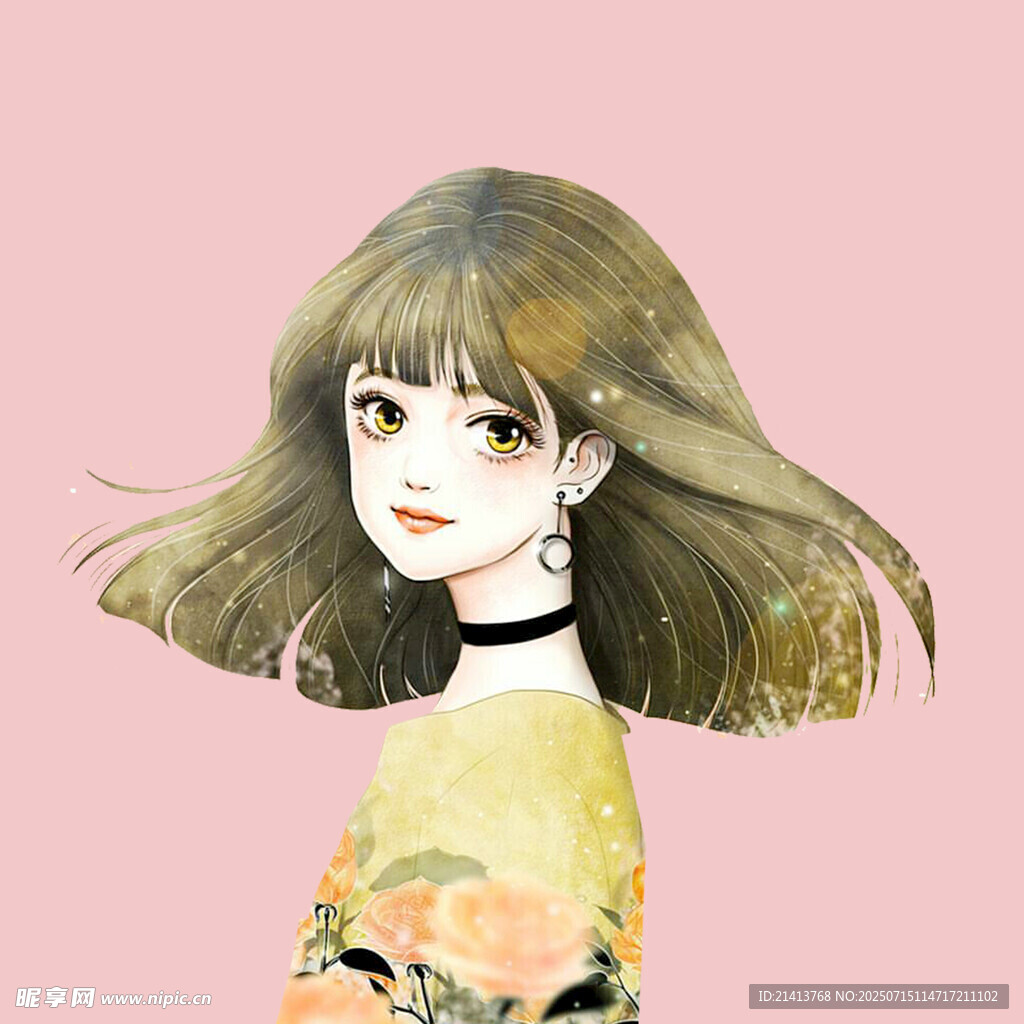 飘逸长发的可爱女孩