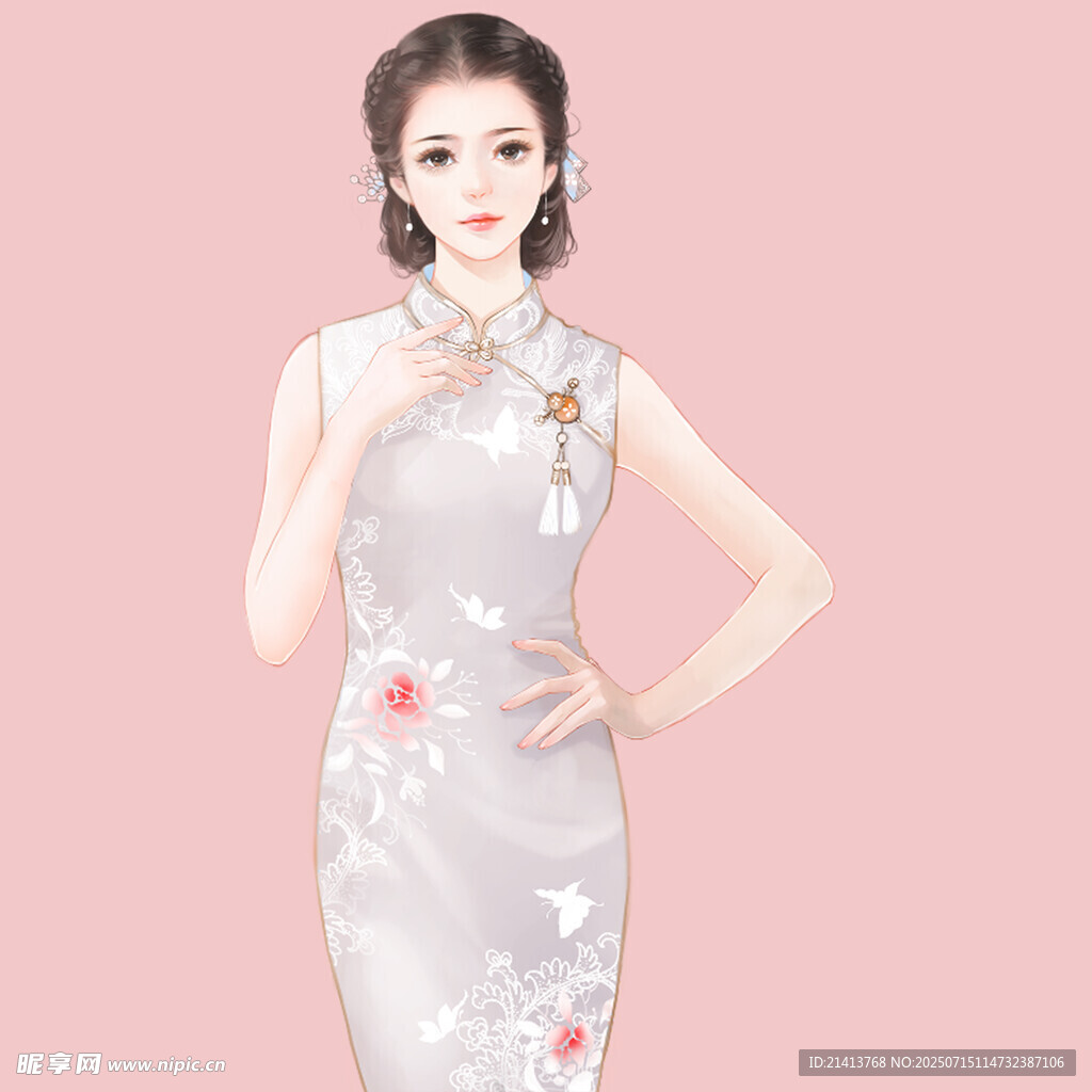 优雅女子身着中式旗袍