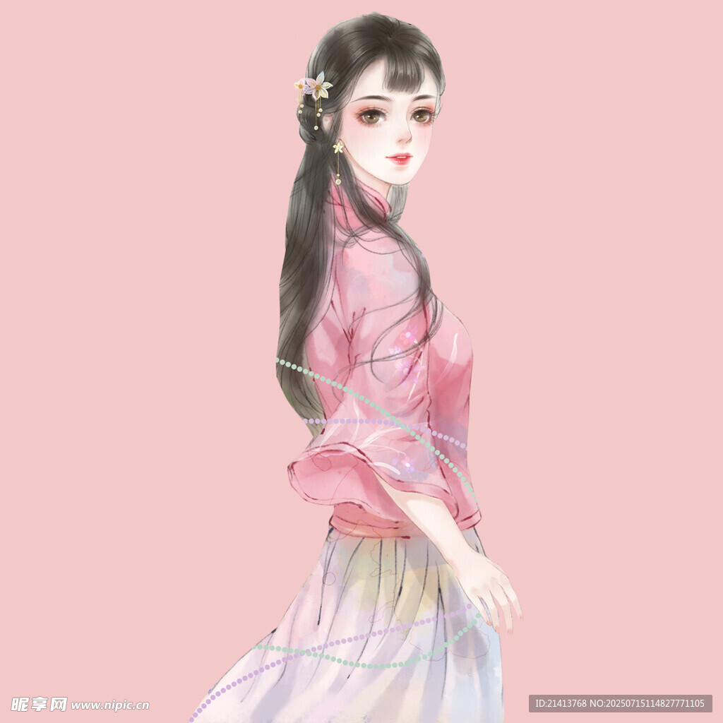 古风汉服女子优雅转身