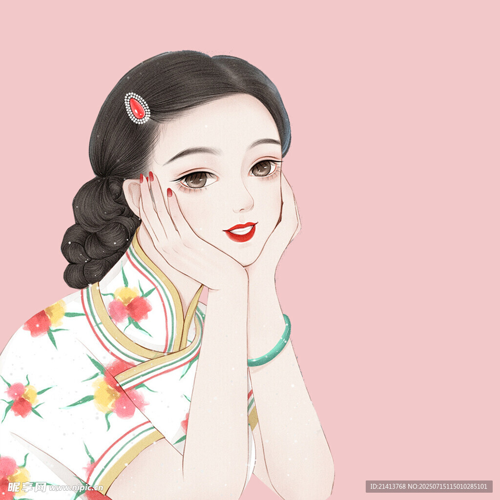 古典旗袍女子的优雅姿态