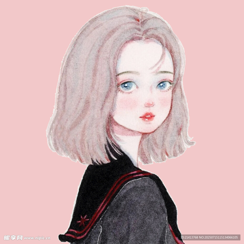 银发蓝眼的时尚少女形象