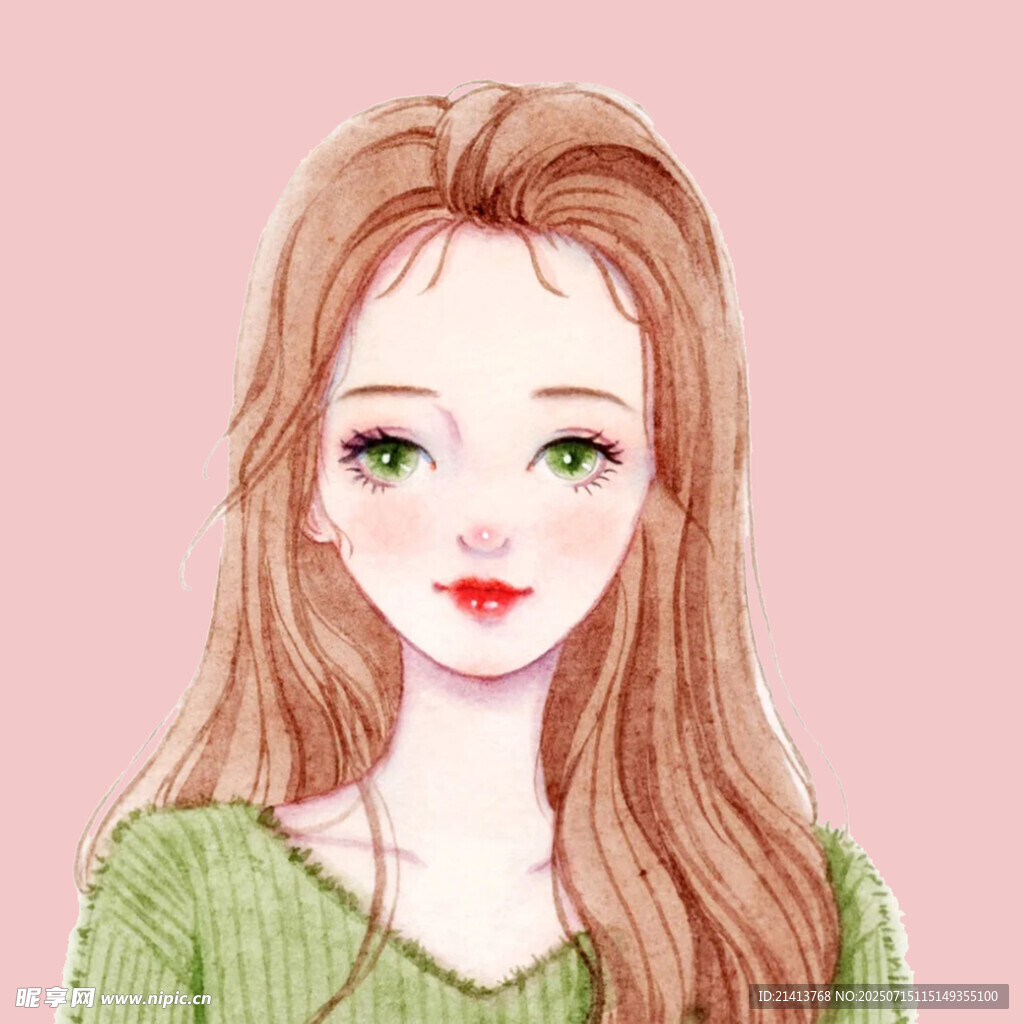 长发绿眸的清新女孩