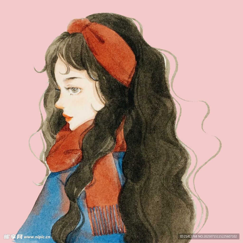 红发披肩的文艺少女